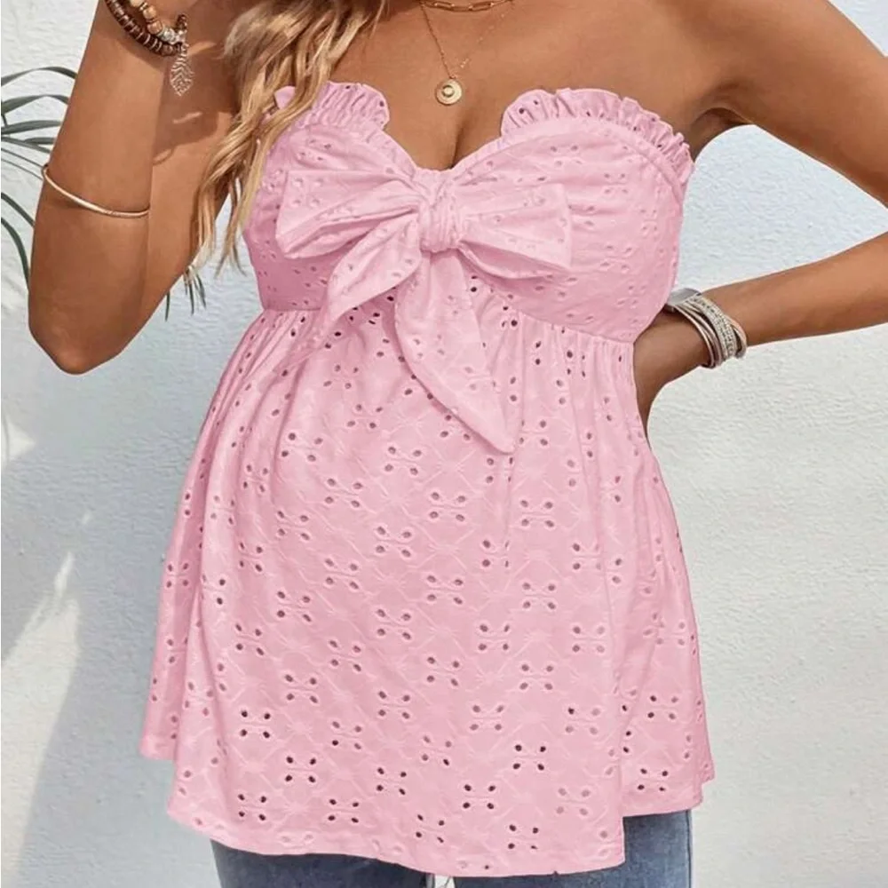 SHEIN Maternity Mesh Cutout Tube Top - Picture 5 of 6
